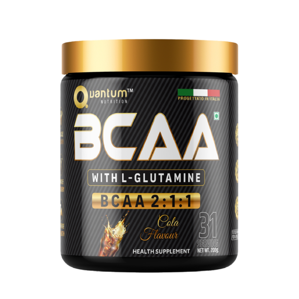 Quantum Nutrition's BCAA with Glutamine in Fruit punch flavour.