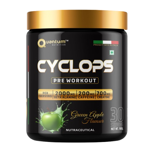 Quantum Nutrition Cyclops Pre-Workout – Green Apple | Energy, Pump & Focus | 180g