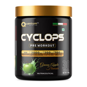 Quantum Nutrition Cyclops Pre-Workout – Green Apple | Energy, Pump & Focus | 180g