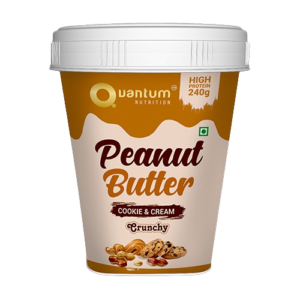 Quantum Nutrition Peanut Butter – Cookie & Cream (Crunchy) – 1kg | High Protein Cookies Spread