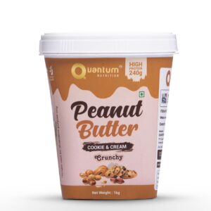 Quantum Nutrition Peanut Butter – Cookie & Cream (Crunchy) – 1kg | High Protein Cookies Spread