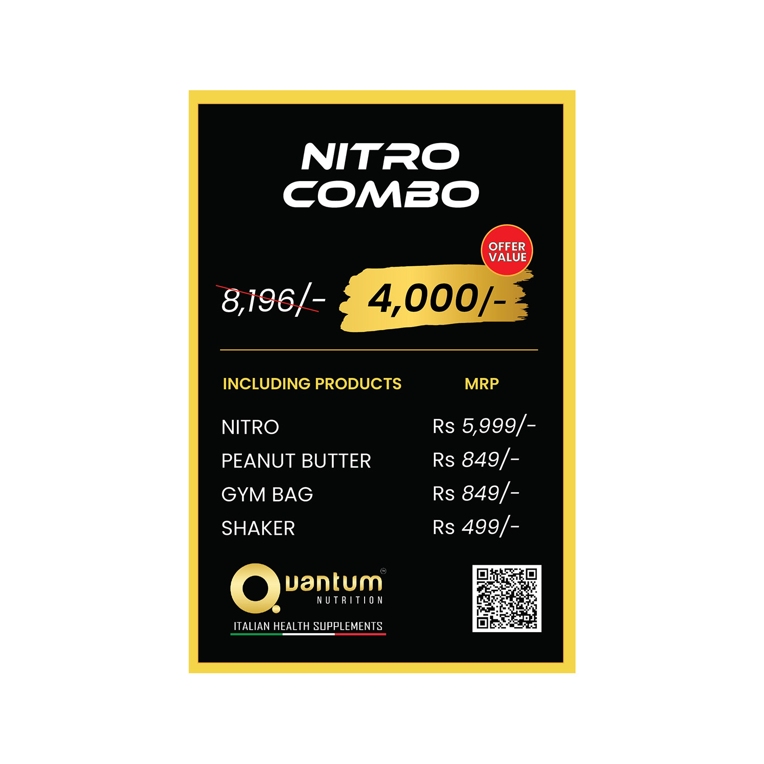 Quantum Nitro Combo | Nitro | Peanut Butter | Gym Bag | Shaker - Image 3